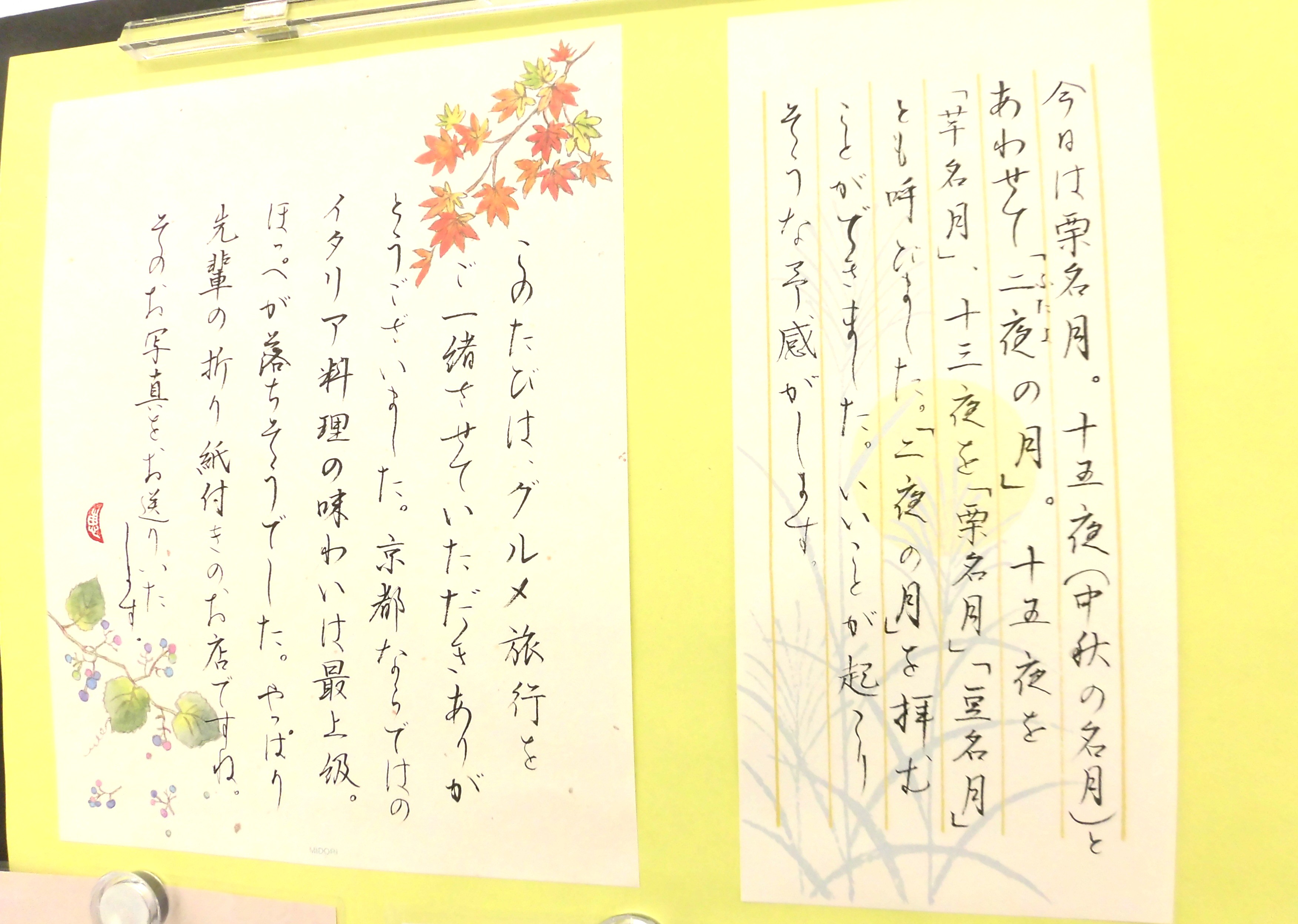田苗講師が書かれた作品が展示されています。